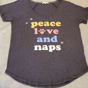 PJ Salvage Peace, Love, and Naps tee size Med